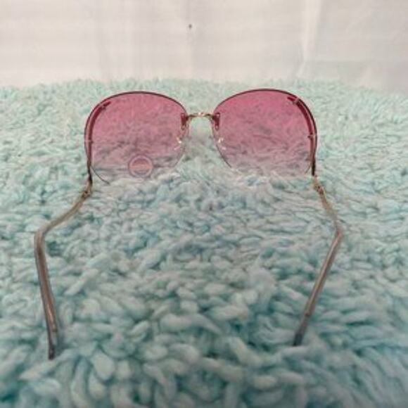 Rimless Pink Lens & Silver Sunglasses NWOT - Picture 9 of 11